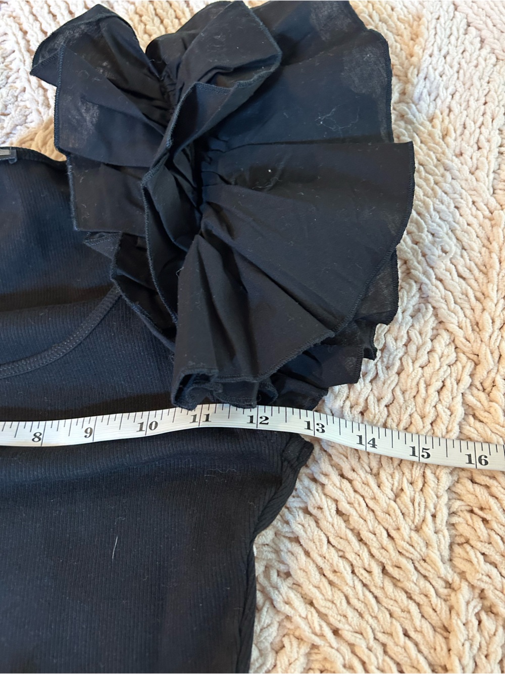 Zara Black Ribbed Ruffle-Sleeve Bodysuit - Picture 6 of 8